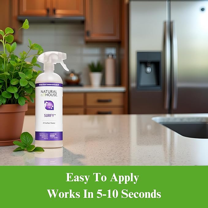 Natural House Surfy - All Purpose Probiotic Cleaner and Deodorizer - Cuts Through Grease, Grime and Impurities - Multi-Surface and Household Spray - Fresh Botanical Scent - 32 oz Spray Bottle