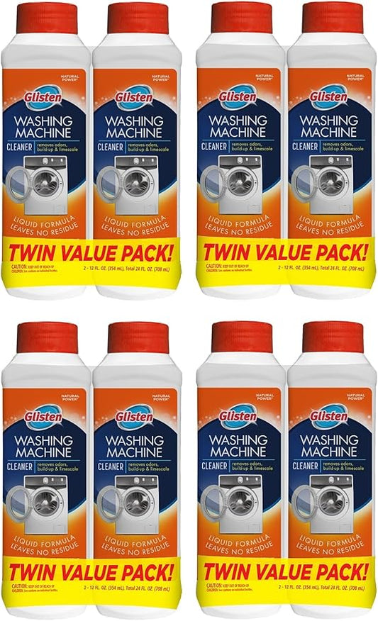 Glisten Washer Magic Washing Machine Cleaner and Deodorizer, 8 Bottles