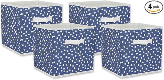 DII Non Woven Polyester Storage Bin, Polka Dot, French Blue & White, Small Set of 4