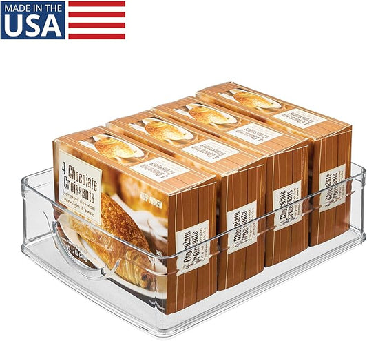 iDesign Stackable Pantry Bin with Handles for Cabinets or Fridge, Clear, Made in USA