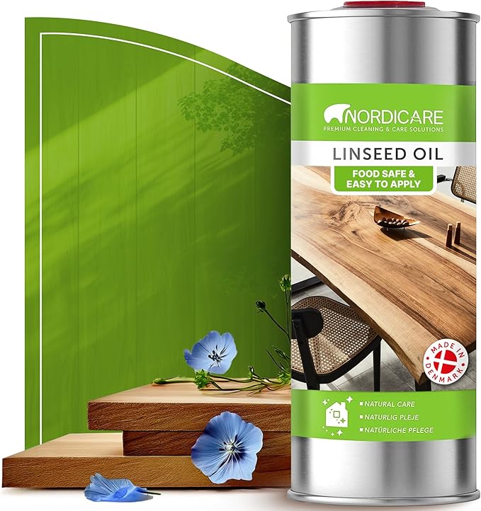 Nordicare [1L] Linseed Oil for Wood Protection I Linseed Oil Varnish Wood Oil for Indoor I Boiled Linseed Oil for Furnitur.