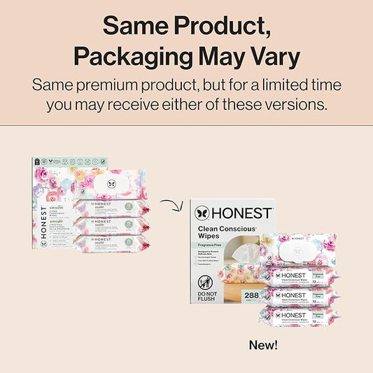 The Honest Company Hypoallergenic Multi-Use Baby Wipes for Sensitive Skin, Rose Blossom, 288 Count