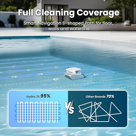 Chasing Robotic Pool Cleaner, Cordless Pool Vacuum 300 Mins Runtime for Above Ground Pools, Pool Robot 4.1L Filter Basket, Auto Waterline/Wall Cleaning for Inground Pools