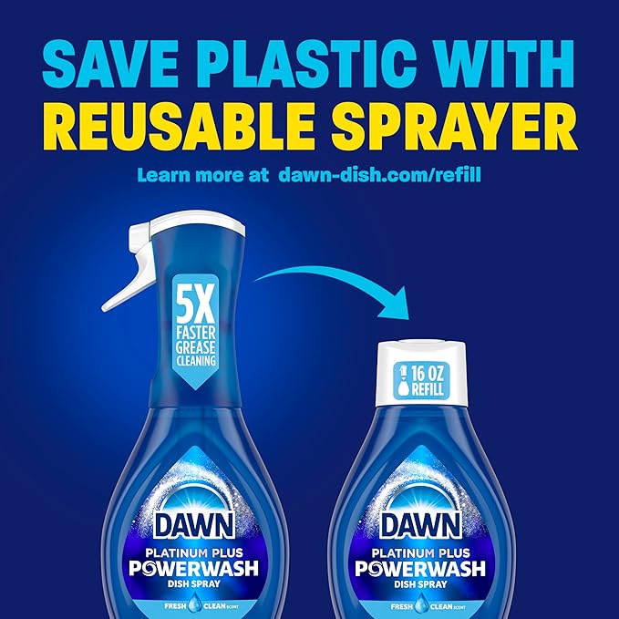 Dawn Powerwash Spray, Dish Soap, Dishwashing Liquid, Cleaning Supplies, Frosted Cranberry, 1 Starter Kit, 16 Fl Oz