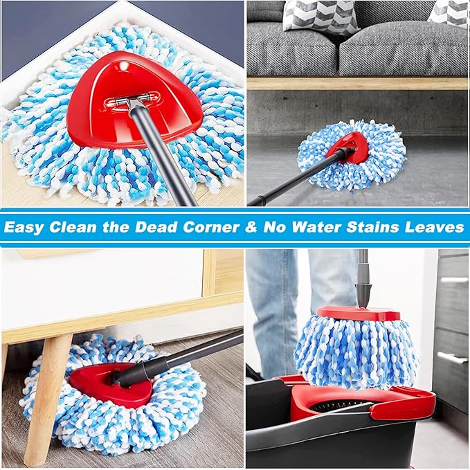 12 Pack Spin Mop Replacement Head, Only Fit for RinseClean 2-Tank System, Microfiber Spin Mop Refill Head Replacement Easy Wring Mop,Spinning Mop Replace Head for Floor Cleaning