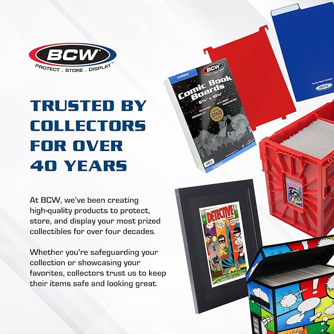 BCW Short Comic Book Bin | Holds 150 Comics | Stackable Plastic Storage | Acid-Free Organizer | Black, 5 Pack