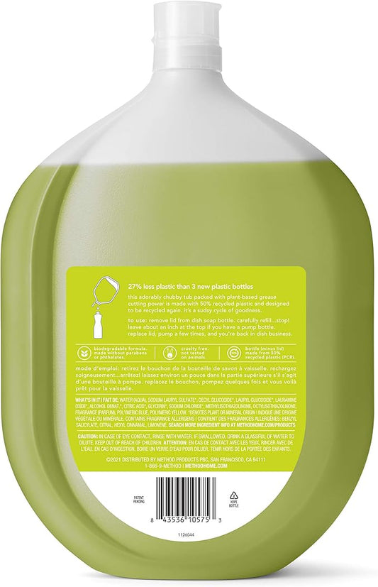 Method Gel Dish Soap Refill, Lime + Sea Salt Scent, Powerful Cleaning Formula, Large Refill Tub, Cuts Through Grease, 54 Fl Oz