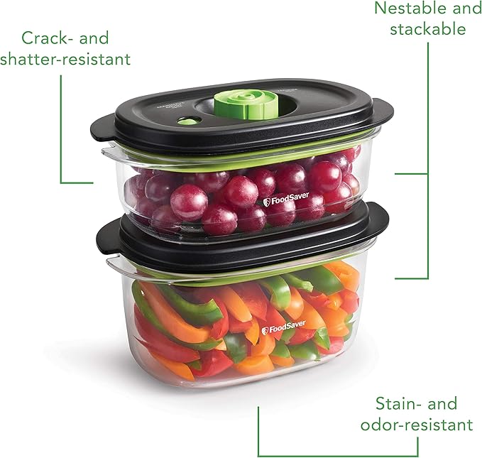 FoodSaver Preserve & Marinate Vacuum Containers, 10 Cup, BPA-Free, Dishwasher Safe, Clear