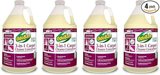 OdoBan Professional Series Cleaning 3-in-1 Carpet Cleaner Concentrate, Made in the USA, Set of 4, 1 Gallon Each