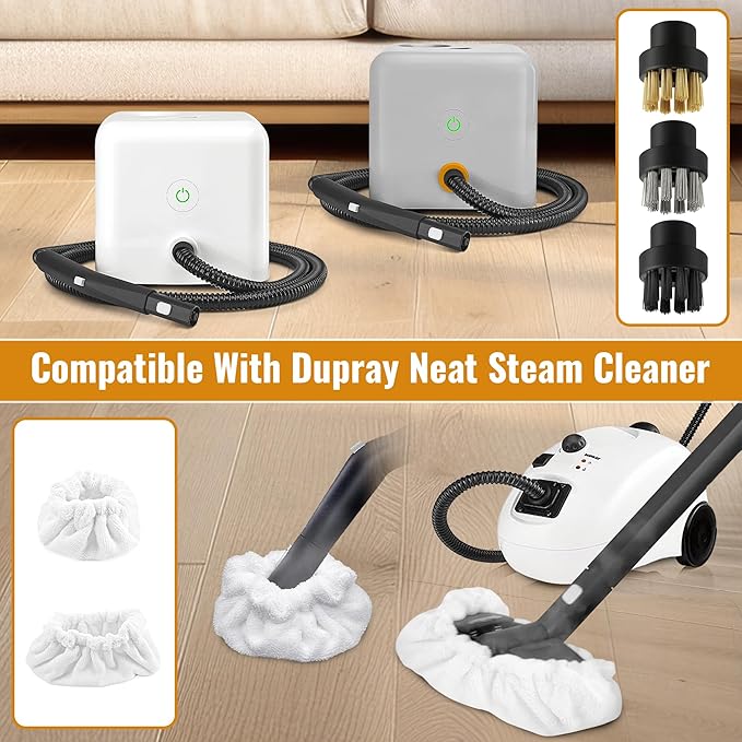 Steam Cleaning Pack Compatible with Dupray Steam Cleaners, 18 Pcs Versatile Accessory Kit: Includes Everything Needed for deep Cleaning on Multiple Surfaces, Seamless Compatibility