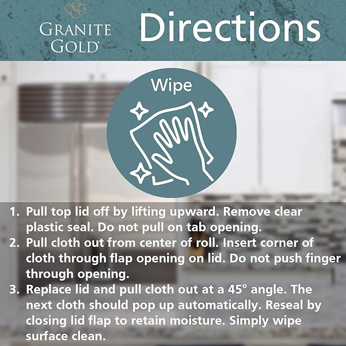 Granite Gold All-Surface Cleaner Household Cleaning For Stainless Steel, Glass, Quartz, Marble Surfaces, 40 Count