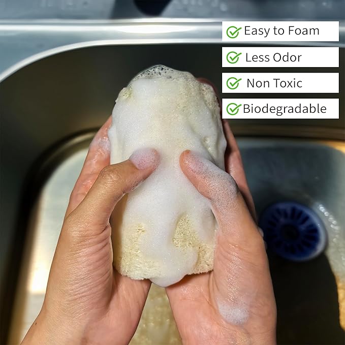 Natural Loofah Dish Sponge 10 Pack – Eco Friendly Biodegradable Kitchen Scrubber for Dishes, Pots & Pans