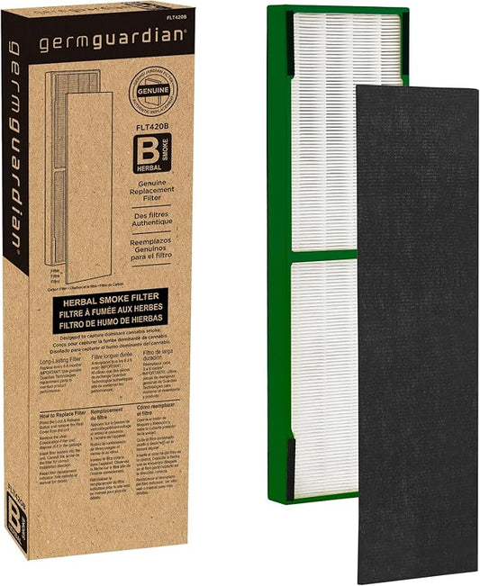 GermGuardian Cannabis Smoke Filter B, Genuine Air Purifier Replacement Filter, Designed to Capture Cannabis Smoke, Odors & Gases, fits AC4825, AC4300, AC4880 models, FLT420B