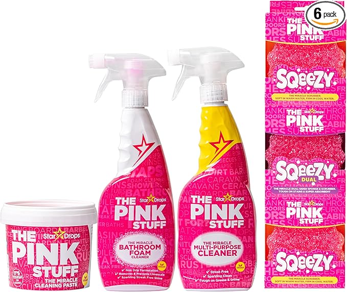 Stardrops – The Pink Stuff Ultimate Cleaning Pack – Miracle Cleaning Paste, Multi-Purpose Spray & Bathroom Foam – Cuts Grease, Removes Stains, Cleans Kitchens, Bathrooms, and More