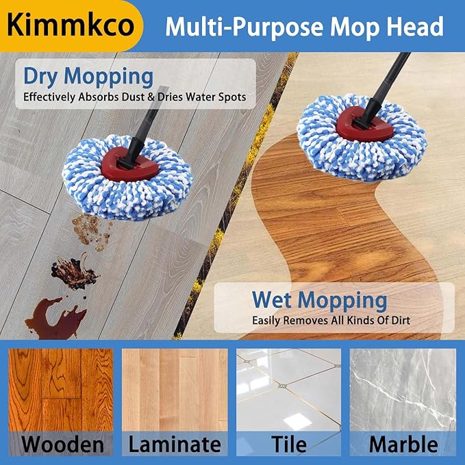 6 Pack Spin Mop Replacement Head for O Ceda RinseClean Spin Mop Refill, Mop Replace Head for Only 2-Tank System, Fluffy Microfiber, Machine Washable