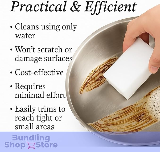 Melamine Sponge- Cleaning Pads 120 Count, High Density, Scratch Free Sponges (100x60x20mm) for Kitchen, Bathroom, Tiles, Walls & Multi-Surface Cleaning