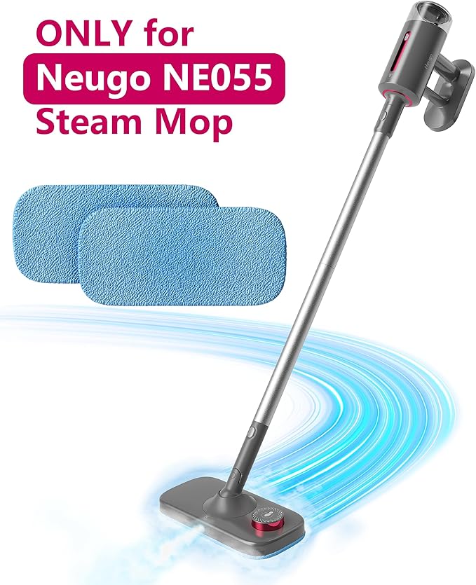 Replacement Pads (2 packs) for Neugo NE055 Series Steam Mop Steamer Cleaner Microfiber Cloth Machine Washable Reusable for Floor Cleaning