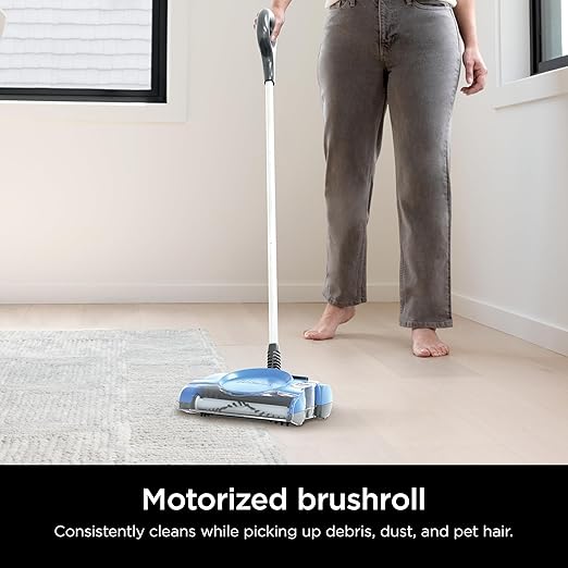 Shark Rechargeable Floor Sweeper, Motorized Brushroll, Compact Swivel Design, Easy-Empty Dust Cup, 10" Cleaning Path, Powerful Debris, Dust & Pet Hair Pickup, for All Floor Types, Blue, V2700Z