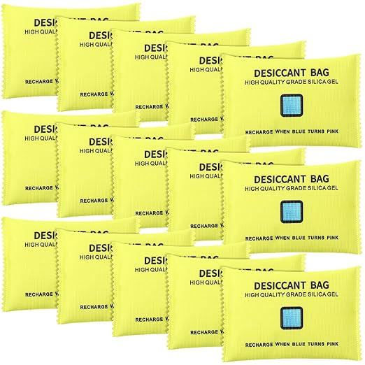 15 Pack 200 g Rechargeable Desiccant Packs Silica Gel Desiccant Moisture Absorbing Bag for Storage Reusable Car Dehumidifier Bag Bin Indicating Silica Gel Packet for Home (6 x 3.5 Inches)