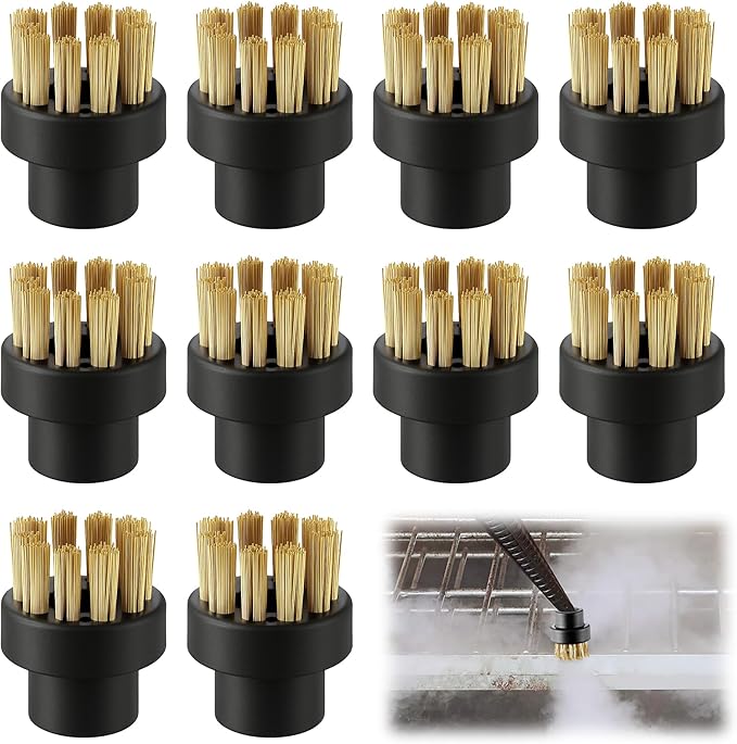 10 Pack Brass Brushes Compatible with Dupray Steam Cleaner, Brass Cleaner, Steam Clean Brush Head Attachments, Wire Brushes for Cleaning, Multi Surface Cleaning Accessories