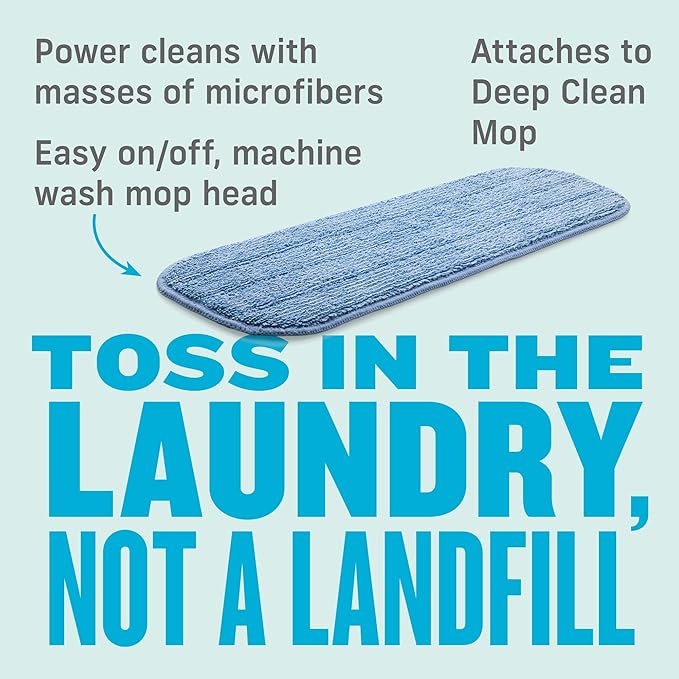 E-Cloth Microfiber Mop Head Replacement - Reusable Microfiber Mop Pads, Washable Floor Cleaning Pads, Multi-Surface Wet Mopping Cloths, Compatible with E-Cloth Deep Clean Mops - 1 Pack