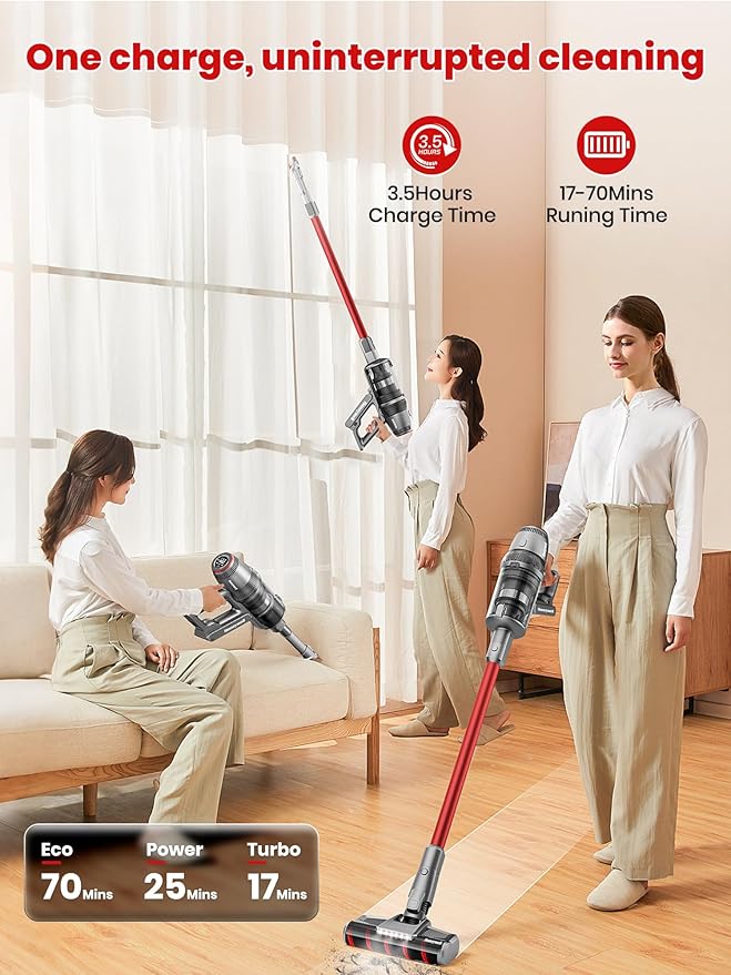 Honeywell Smart Cordless Vacuum Cleaner w/Automatic Adjustment, 10-in-1 Lightweight Stick Vacuum with 3000mAh Battery 70Mins Runtime, Rechargeable Cordless Vacuum for Pet Hair/Carpet/All Floor, VC14