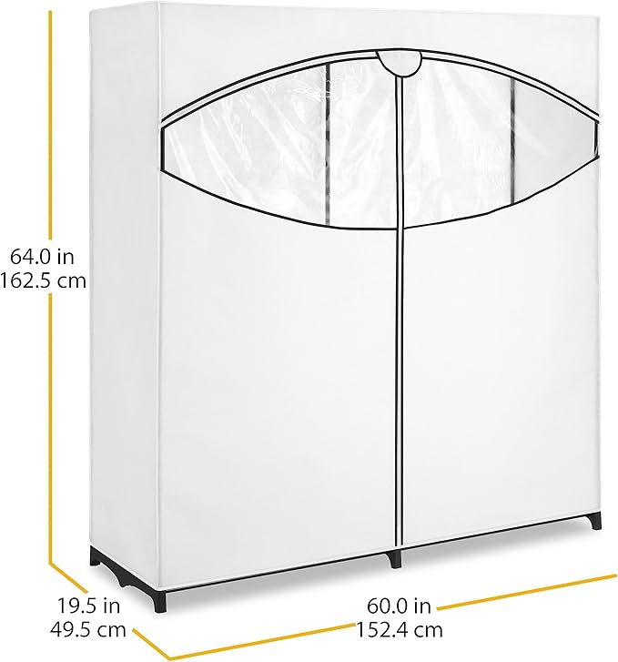 Whitmor Extra-Wide Clothes Closet, 60” with, White Cover