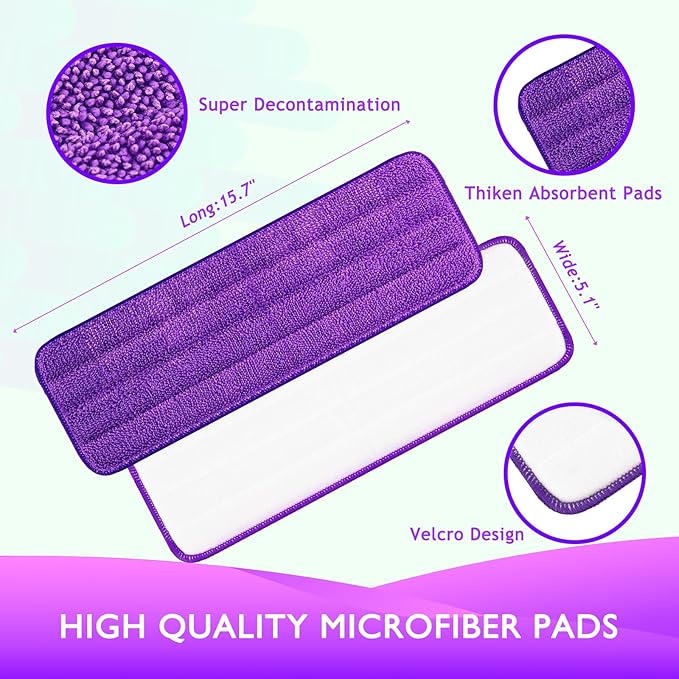 Reusable Power Mop Pads Compatible with Swiffer PowerMop Mop - Swifter Power Mop Pads Refills - Washable Microfiber Pads for Multi-Surface Floor Cleaning, 3 Pack