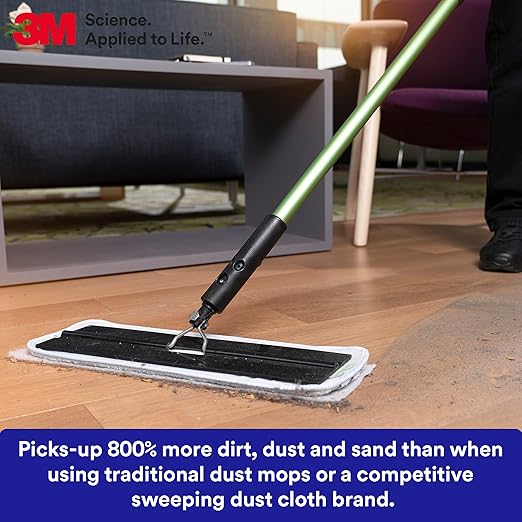 3M Easy Trap Sweep and Dust Sheets, 1 Roll of 250 8" x 6" Sheets, Disposable Easy Sweep Floor Duster, Picks Up 8x More Dirt, Dust, Sand, Hair, Works on Dry or Wet Surfaces, 55654W