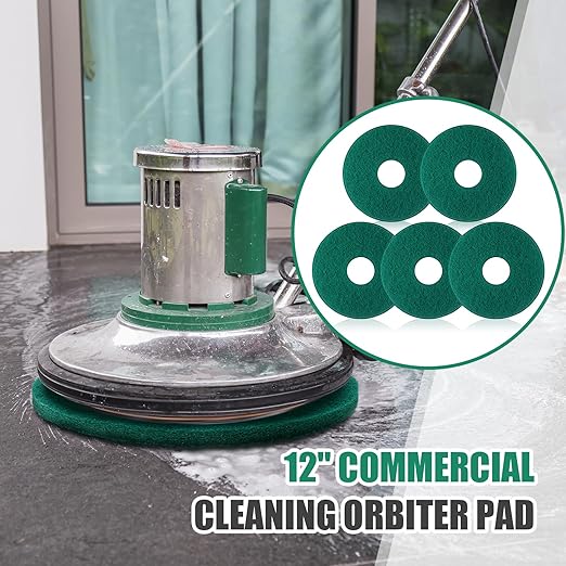 5 Pcs 12" Cleaning Orbiter Pads Commercial Floor Buffer Pads Hardwood Floor Maintenance Scrubber Polisher Cleaning and Stripping for Orbiter Machine (Green)