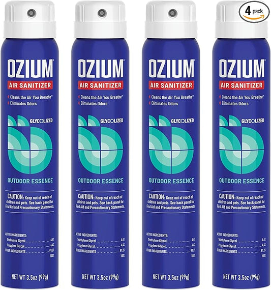 Ozium 3.5 Oz. Air Sanitizer & Odor Eliminator 4 Pack for Homes, Cars, Offices and More, Outdoor Essence, 4 Pack, MULTI
