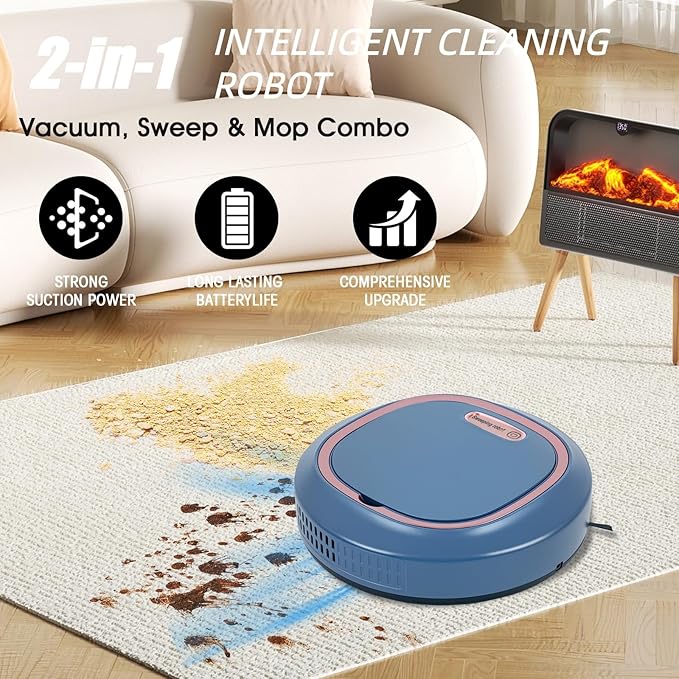 Robot Vacuum and Mop Combo,Robot Vacuum Cleaner, Smart 3 in 1 Cleaning System，Super Thin Quiet, Obstacle Avoidance，Suitable for Various Soft and Hard Floors, Pet Hair
