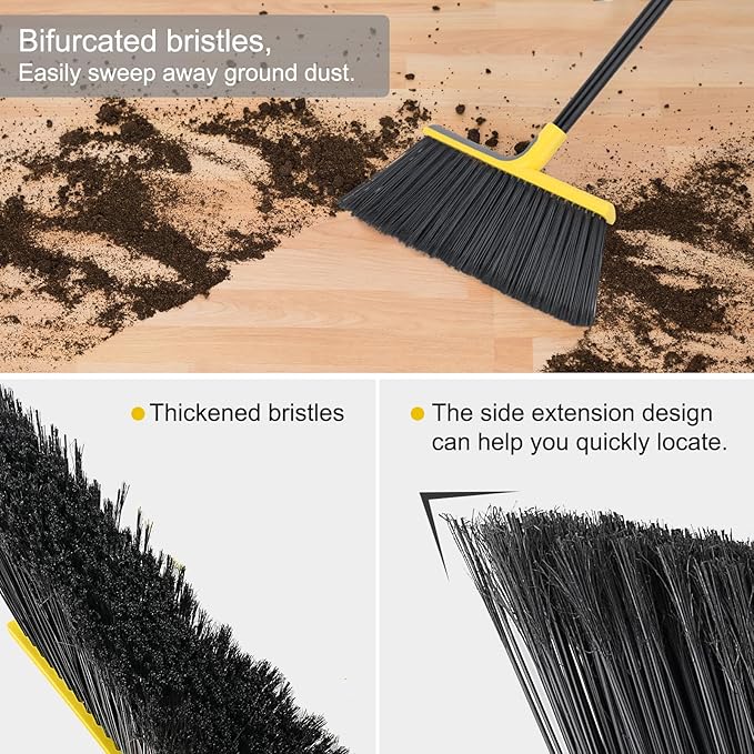 4 Packs Outdoor Broom for Floor Cleaning with 58" Long Handle, Heavy-Duty Commercial Brooms for Sweeping Indoor Outdoor Courtyard Restaurant Garage Patio Decks Mall Market Kitchen Office Lobby Shop
