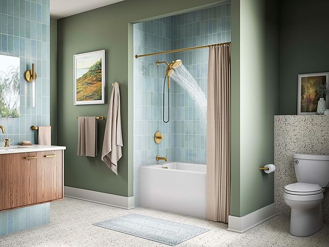 Kohler K73147-2MB Composed Wall Mounted Pivoting Toilet Paper Holder Vibrant Brushed Moderne Brass