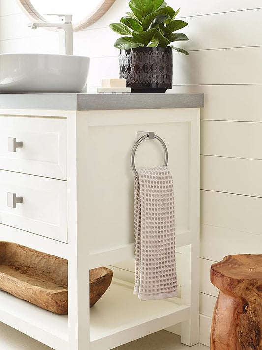 Amerock BH36082G10 | Brushed Nickel Towel Bar | 6-1/2 in (165 mm) Length Towel Holder | Monument | Hand Towel Holder for Bathroom Wall | Small Kitchen Towel Holder | Bath Accessories