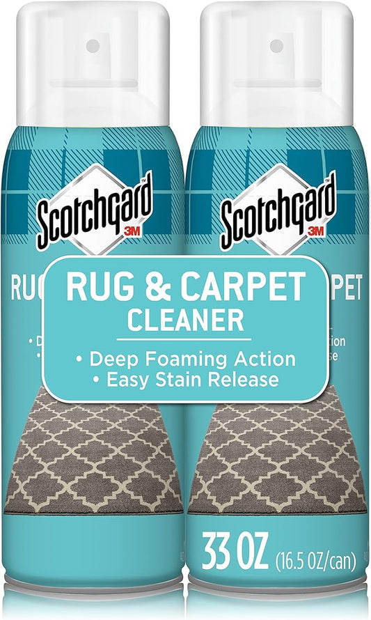 Scotchgard Rug & Carpet Cleaner, Fabric Cleaner Blocks Stains, Cleaning Sprays Make Cleanup Easier, Two 16.5 oz Cans