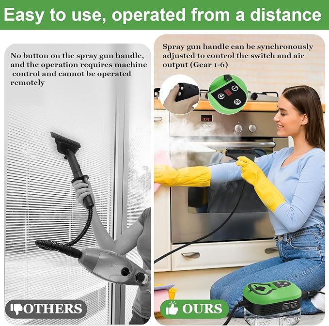 Steam Cleaner for Home, 15s Heat-Up, 1.2L Water Tank, 6-Level Adjustable Handle, Handheld Steam Cleaner for Car Detailing, Dirt, Furniture, Couch, Floor Tile, Bathroom, Bed Bugs, 9Pcs Accessories
