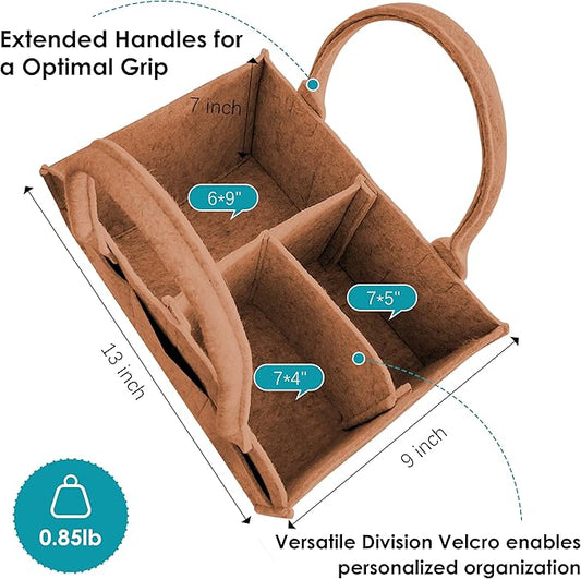 Cute Castle 2 Pack Diaper Caddy Organizer - Portable Baby Caddy Organizer with Handle, Nursery Storage Bin and Car Organizer for Girls, Boys - Baby Gift Basket - Caramel