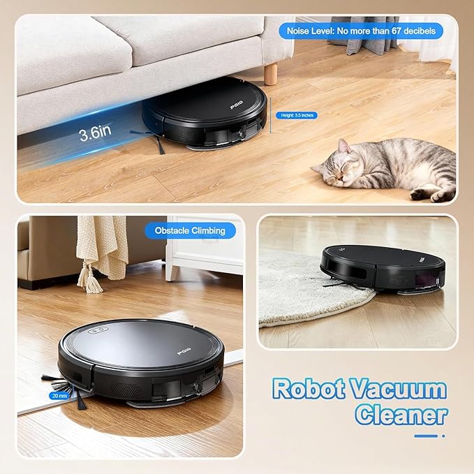 FGID Robot Vacuum and Mop Combo, 2 in 1 Mopping Robotic Vacuum Cleaner w Schedule,Robot Vacuum Self Emptying App/Remote,5000Pa Strong Suction, Slim, Ideal for Hard Floor, Pet Hair, Low-Pile Carpet