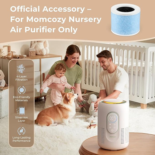 Momcozy Official Air Purifier Replacement Filter, 4-Filter System with H13 HEPA & Carbon Nursery Air Purifier, 1 Pack