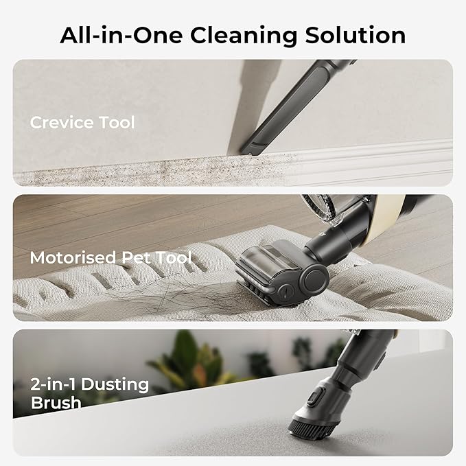 Candy Cordless Stick Vacuum, 650W/250AW Powerful Suction, 100min Runtime, Flexi-Fold Tube, Floor Direction Sensing, LED Headlights, Stick & Handheld Vacuum for Hard Floor, Carpet & Pet Hair, CVS60