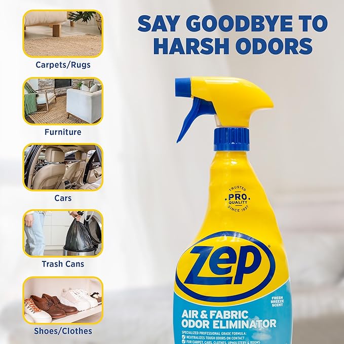 Zep Air and Fabric Odor Eliminator and Freshener - 32 oz (Pack of 12) ZUAIR32 - Neutralizes Tough Unwanted Odors on Contact. Refresh Your Home, Office and Business