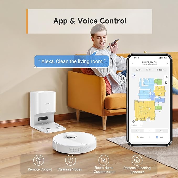 DREAME Robot Vacuum and Mop Combo, 90 Days Self-Emptying Robotic Vacuum, Power Suction Robot Vacuum, LiDAR Navigation, APP/Voice Control, Robot Vacuum Cleaner for Pet Hair/Carpet/Hard Floor