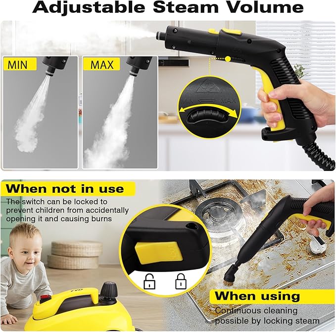 TVD Steam Cleaner, Heavy Duty Canister Steamer with 26 Accessories, Steam Mop with 5M Extra-Long Power Cord for Home Floor Cleaning, Car Detailing, Grout, Upholstery.
