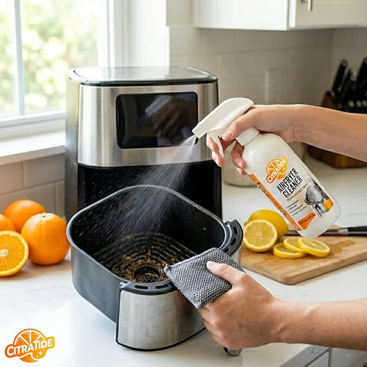 Air Fryer Cleaner Spray – Citrus Powered Grease Remover, Non-Toxic & Plant-Based, Cuts Baked-On Oil & Odor, Safe for Kitchen Appliances, USA Made – 16fl oz