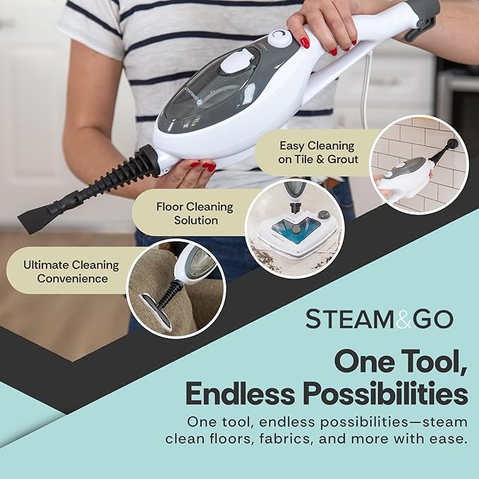Steam & Go 10-in-1 Multi-Surface Steam Mop - Deep Clean with Heat