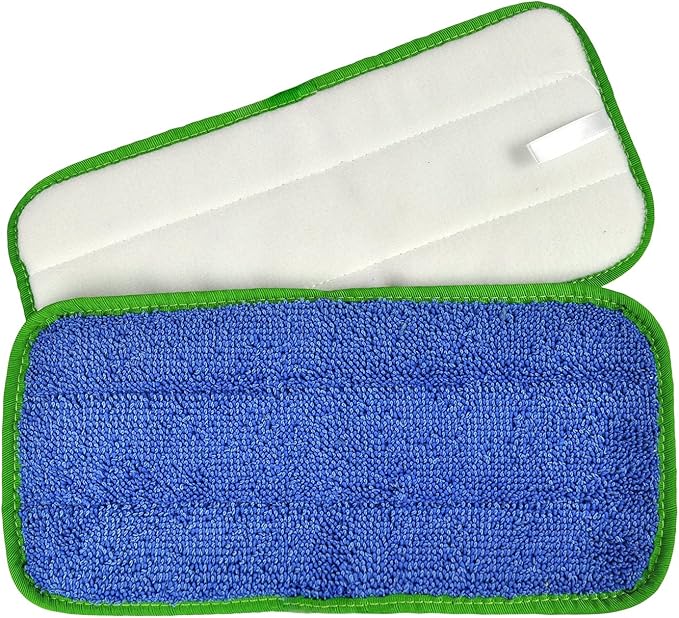CleanAide All-Purpose Microfiber Twist Yarn Mop Pads for Dust, Dirt & Pet Hair, Hook & Loop Backing, Machine Washable & Reusable, Home & Commercial Cleaning, 10-Inch, 6-Pack, Green