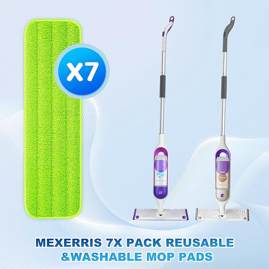 7 Count Reusable Microfiber Mop Pads for Swiffer PowerMop- MEXERRIS PowerMop Refills Hard Wood Floor Mop Pads Machine Washable, Wet Dry Dust Mop Pads Replacement for 13''-15'' Spray Wet Mops