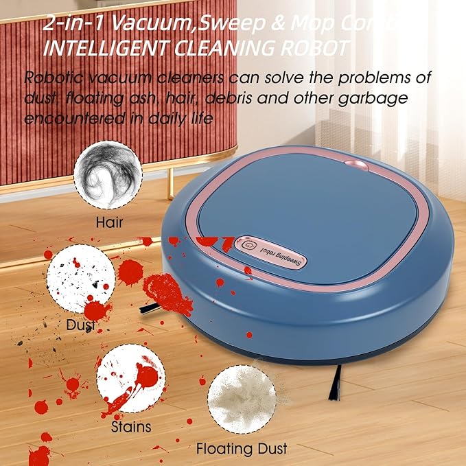 Robot Vacuum and Mop Combo,Robot Vacuum Cleaner, Smart 3 in 1 Cleaning System，Super Thin Quiet, Obstacle Avoidance，Suitable for Various Soft and Hard Floors, Pet Hair