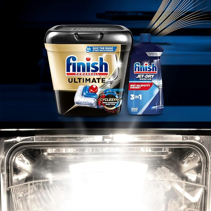 Finish Ultimate Dishwasher Pods,No Pre-Rinse Dishwasher Detergent Soap Removes Burnt-On Stain,with CycleSync Technology,Degreasing & Scrubbing Power,(Packaging may vary),52 Count (Pack of 3)